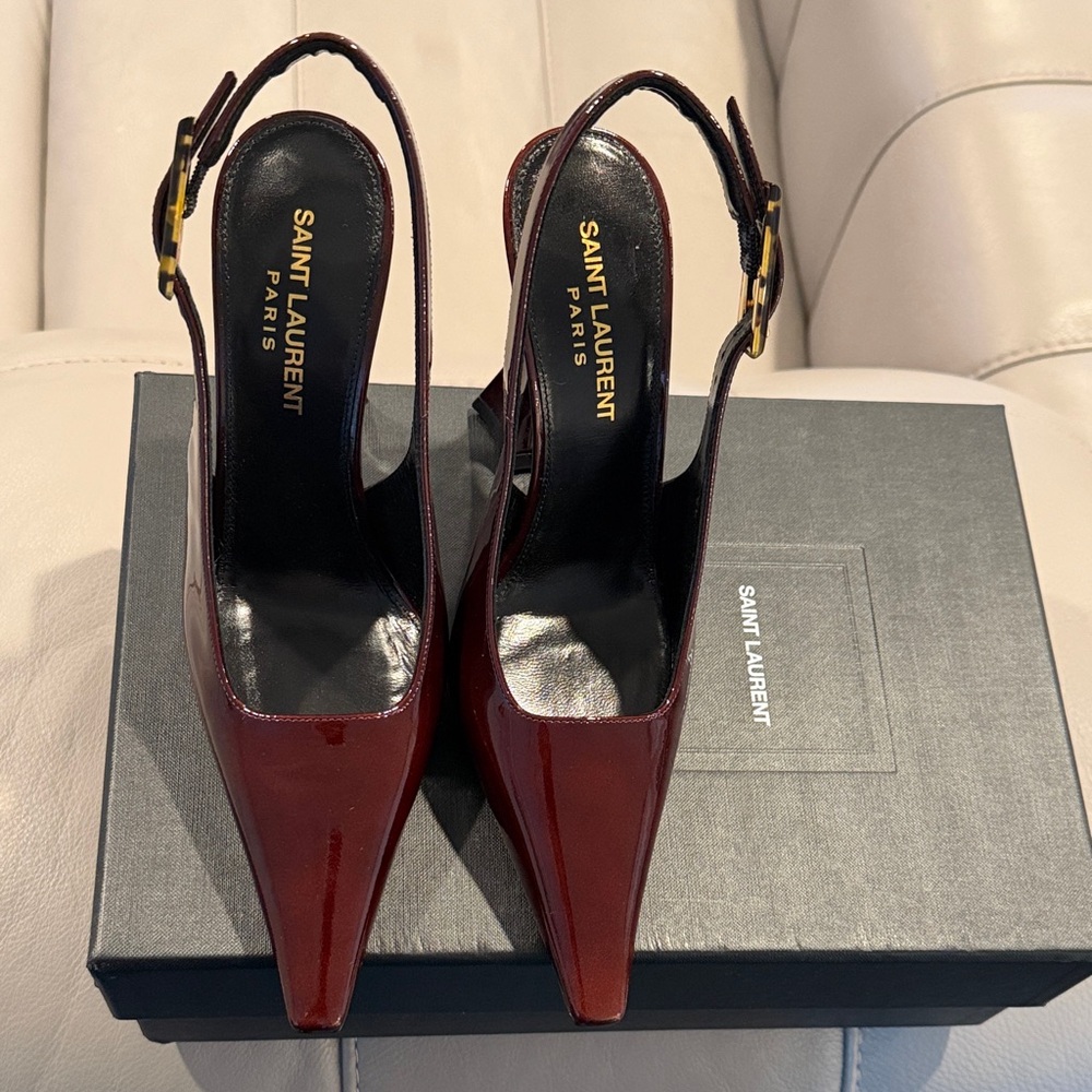 Saint Laurent maroon sling back 110mm